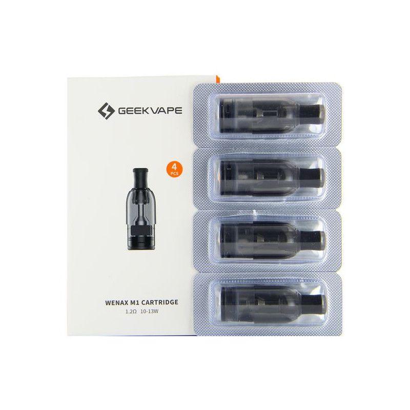 Pack de 4 cartouches Wenax M 2 ml 1,2 Ω GeekVape + 1 drip tip offert